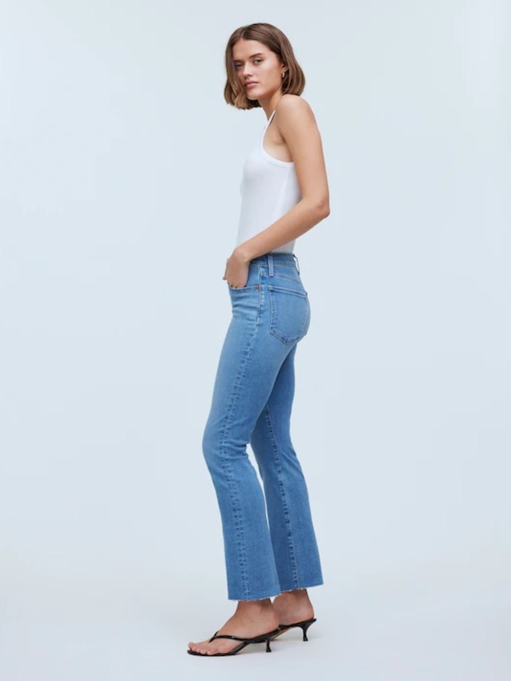 Madewell Mid Rise Kick Out Jeans | Corley Light Wash Raw Hem Denim